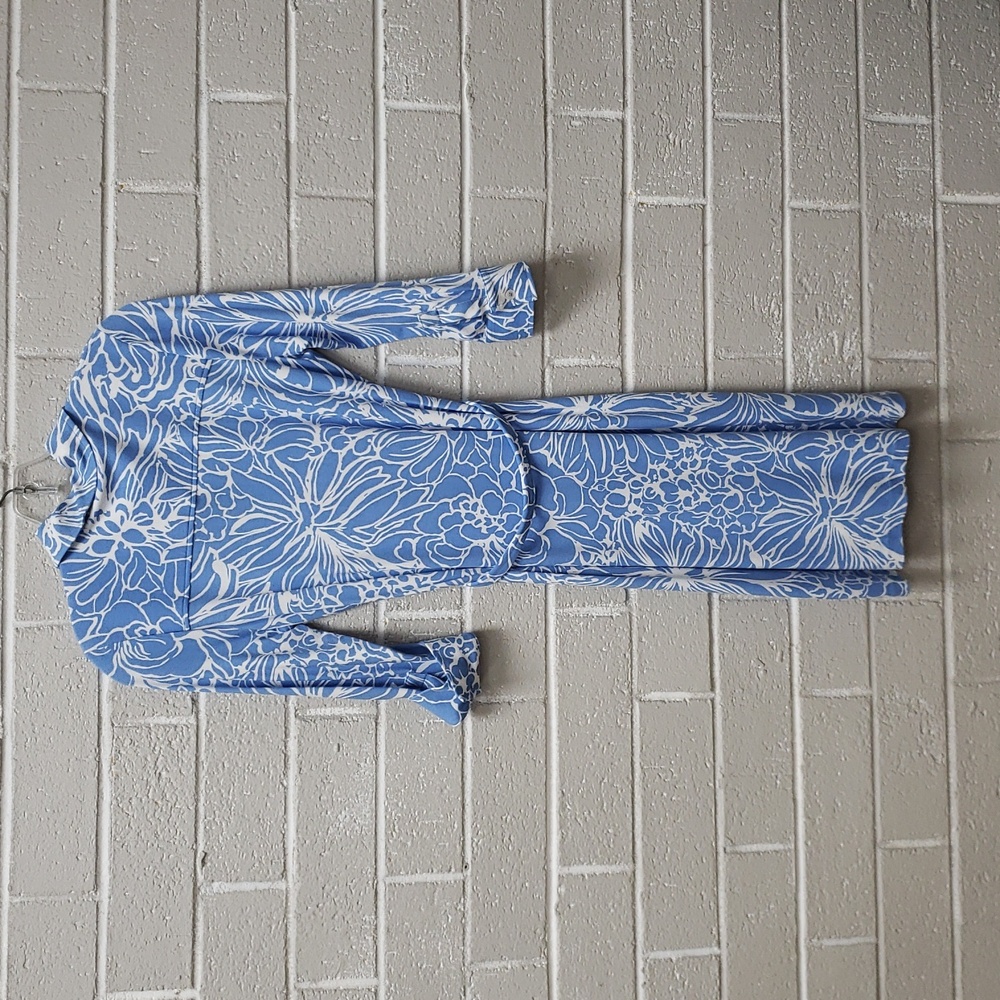 Talbots Blue and White Floral Long Sleeve Dress - Picture 7 of 7
